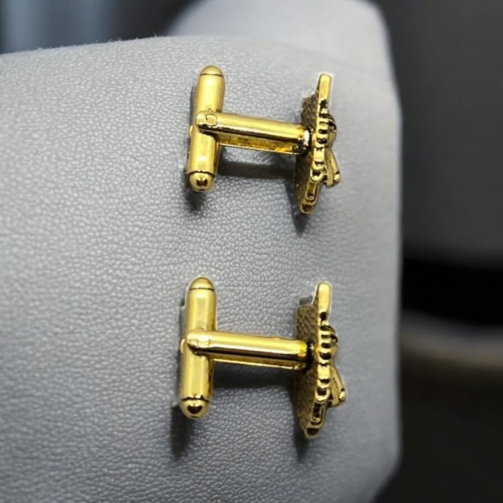 Gold Wolf Head Cufflinks • Men’s Tux Formal Wear • Groom Groomsmen Jewelry Gift